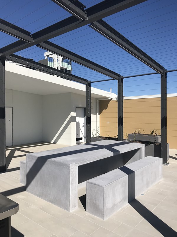 rendered concrete table and bench seat